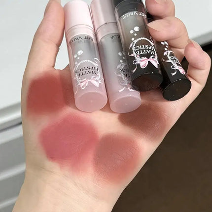 Moisturizing Velvet Matte Lipstick Mousse Long-lasting Waterproof Lightweight Natural Warm Brown Toned Lip Tint Makeup