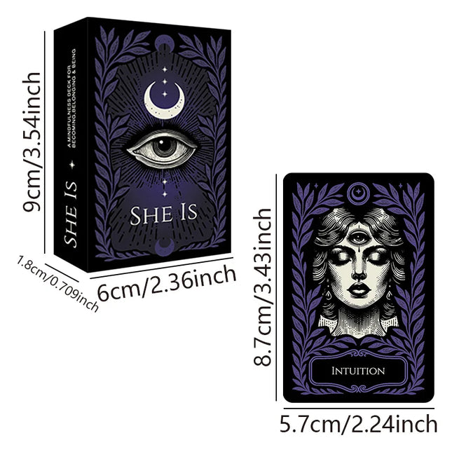 1Pcs SHE IS Oracle Deck, Feminine Empowerment Mindfulness Cards, Dark Art Affirmation Cards for Intuition, Emotional Healing, Self-Discovery, Meditation, Self-Care & Spiritual Exploration
