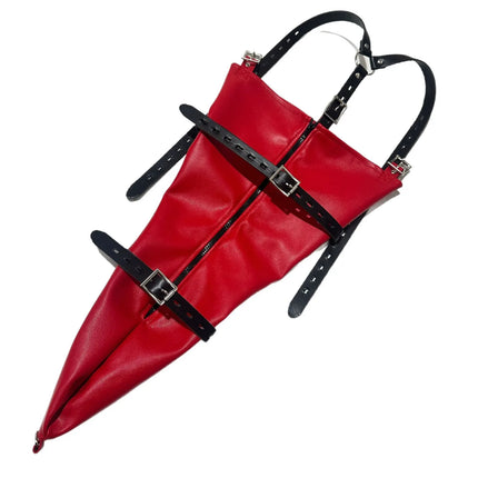 Premium Leather Adult Bondage Game Tight Arm Confinement Binding Bag Zipper Sex Restraint