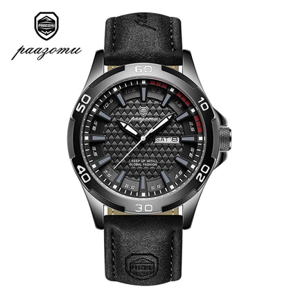 PAAZOMU Men's Luxury Brand Watch Waterproof Luminous Date Week Quartz Wristwatch for Men Stainless Steel Fashion Sports Watches