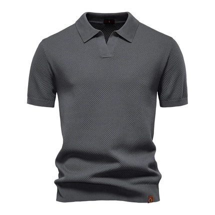 Summer New High-Quality Pineapple-Patterned Knitted POLO Shirt for Men, Casual Short-Sleeved All-Match Simple Top.