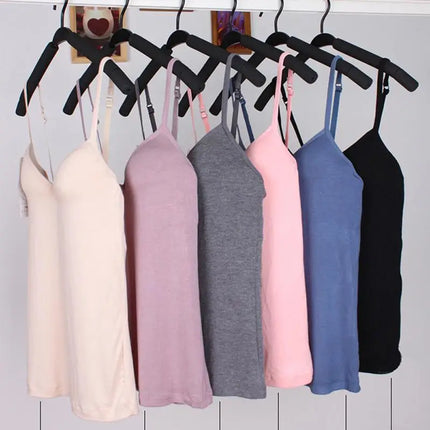 Sexy Women Crop Tops Padded Spaghetti Strap Tank Top Women Built-in Bra Off-Shoulder Camisole Seamless Tank Lingerie Underwear