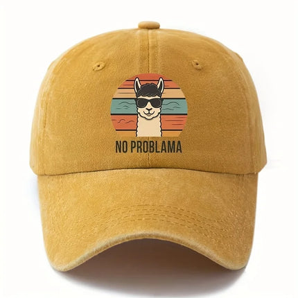 Male and female cartoon alpaca baseball cap with curved brim suitable for outdoor activities such as camping and travel