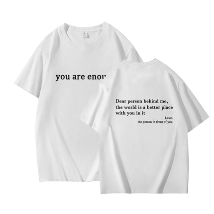 Hot New Youth Men's and Women's Round Neck Letter Printed Short Sleeved Casual Versatile Couple Outfit Pure Cotton T-shirt Top