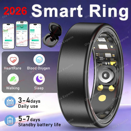 R10 Smart Ring with Charging Case for Men Women, Health and Sleep Monitor, 5ATM Waterproof, Multi-sport Modes Smartring 2026 New