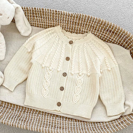 Autumn Spring Korean Style Children Knitted Clothing Suit Long Sleeved Solid Color Cardigan+Jumpsuit Infant Baby Clothes Set