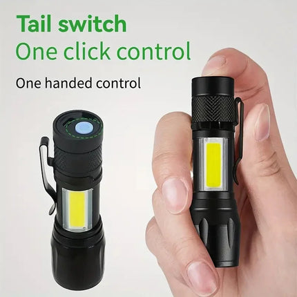 Powerful Mini LED Flashlight COB LED Zoom Torch Built In Battery USB Rechargeable Light Outdoor Portable Camping Emergency Lamp