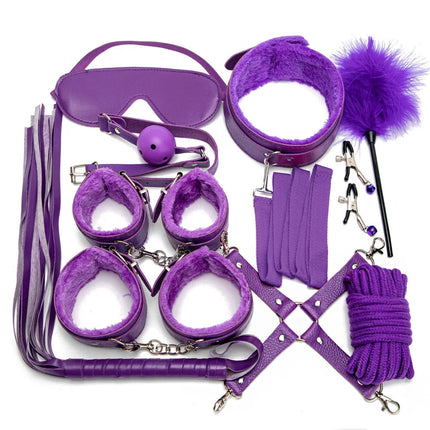 Adults SM Sex Toy Bdsm Kit Set Handcuff Collar Binding Rope Whip Nipple Clip Sextoy for Couples Intimate Sexual Game Bondage 18+