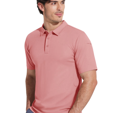 MAGCOMSEN Men's Tactical Polo Shirt Quick Dry Performance Pique Work Golf Shirt Sunglasses Loop Sleeve Pen Pocket