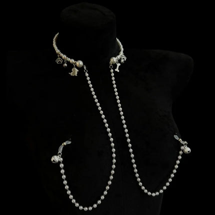 New Bell Nipple Clamps Pearl Collar Body Chain BDSM Training Fetish Breast Bondage Sexy Accessories for Woman Adult Sex Toys