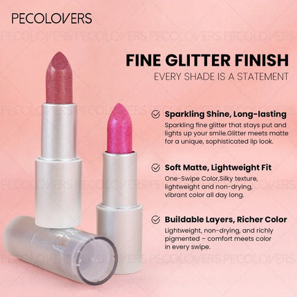 1PC Shiny Metallic Lipstick - Pearlescent Lip Gloss, Suitable for All Skin Types, High Pigmentation, Mild Formula, New Year Gift