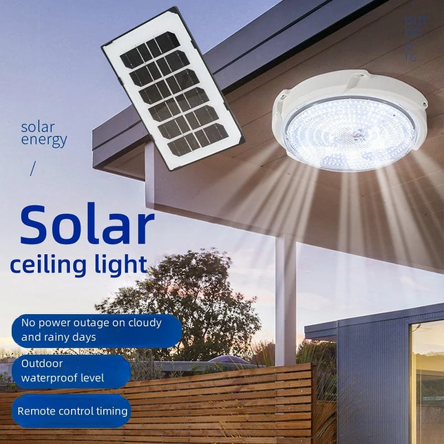 LED Solar Ceiling Light 3 Color Waterproof Solar Lamp With Remote Control Indoor Home Top Ceiling Lights Outdoor Garden Lighting