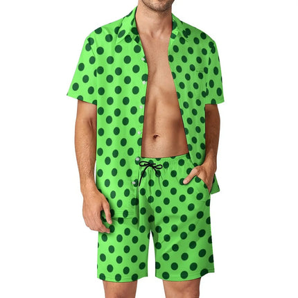 Shirt Set Men's Summer 3D Printed Polka Dot Shirt (no Pockets) And Shorts Set Men's Casual Fresh Simple Lapel Hawaiian Shirt