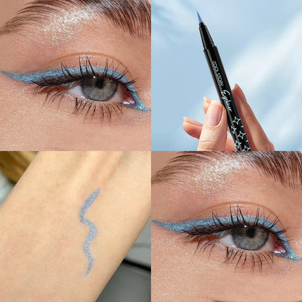 Waterproof Glitter Eyeliner Pen Eye Shadow Stick Long-Lasting Quickly Dry Diamond Shining 9-color Liquid Eyeliner Big Eye Makeup