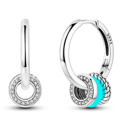 Orstarry 925 Sterling Silver Crystal Circular Eardrops Drop Earrings Women Earrings Charm Fashion Versatile Party Jewelry Gifts