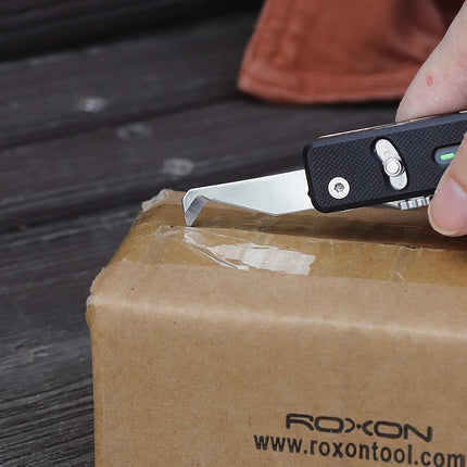 ROXON S504G Mini Multifunctional Back Clip, Interchangeable Outdoor Camping Multi Knife Scissors, Practical Folding Knife
