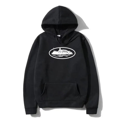 Yacht Graphic Black Hoodie Men Women  Nautical Style Casual Hooded Sweatshirt  Sailing Enthusiast Fashion Streetwear Top