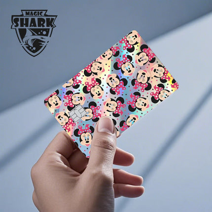 Magic Shark Mickey Minnie Stitch Donald Duck Bear Princess Holographic Film Shinny Laser Skin Sticker for Debit Credit Card