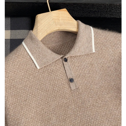 100% Goat Cashmere T-shirt Men's POLO Collar Short Sleeve Pullover 2025 Spring/Autumn New Fashion Knit Business Casual Tank Tops