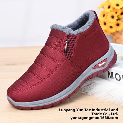 Winter New Fleece Lined Anti-slip Soft Bottom Women's Short Boots Thick Warm Cotton Shoes round Toe Casual Style Comfortable
