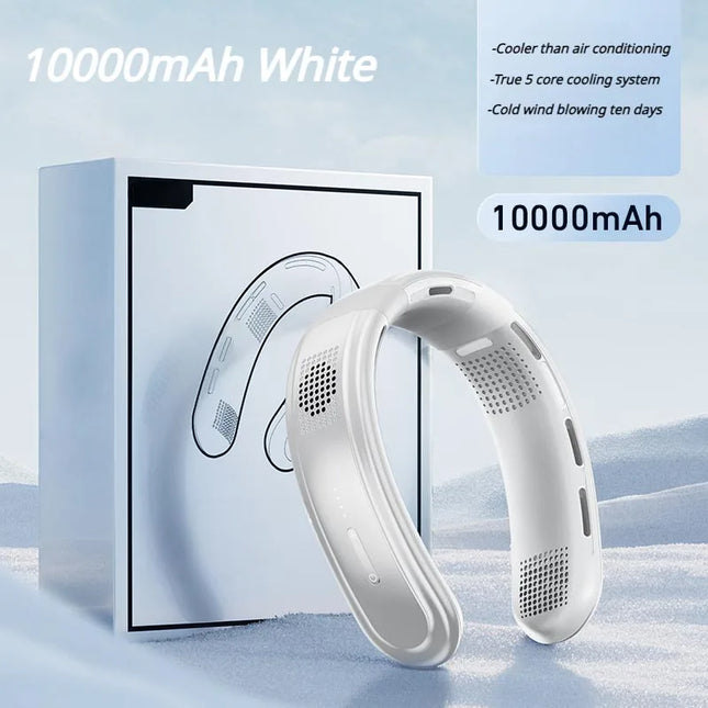 Portable Neck Fan 10000mAh Rechargeable Fan Mini 3-Speeds Large Wind Outdoor Silent Electric Ventilator for Home Camping Outdoor