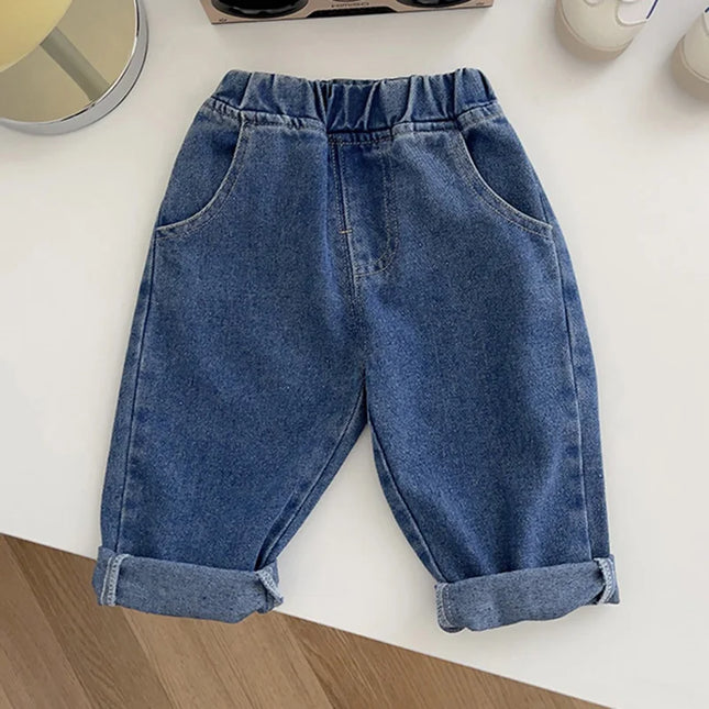 Spring Autumn New Baby Pants Casual Denim 12M-5T Kids Boys Straight Jeans Soft Toddler Girls Fashion Trousers