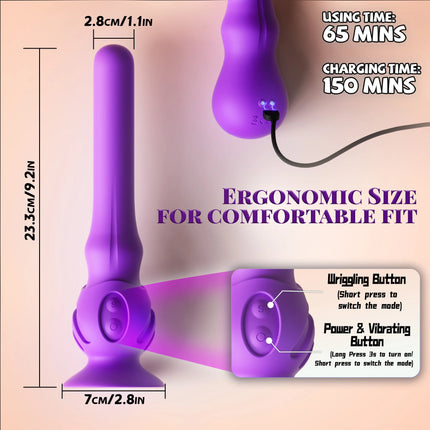 KUSHOR Anal Vibrator Male Prostate Massager 7 Vibrating & 3 Wave Wriggling Modes Dildo Vibrator with Suction Cup Adults Sex Toys