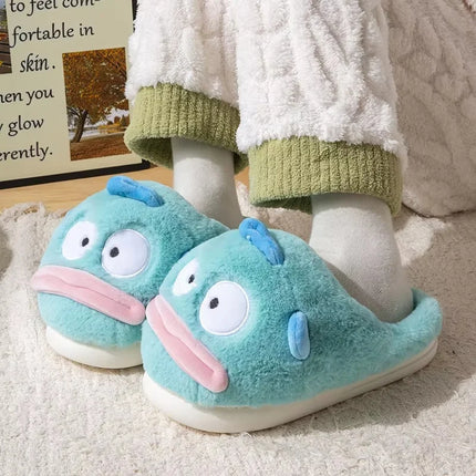 Hangyodon Anime Cartoon Peripheral Cotton Slipper Winter Home Cute Thick Bottom Warm Plush Cotton Outdoor Cute Couple Shoes Gift