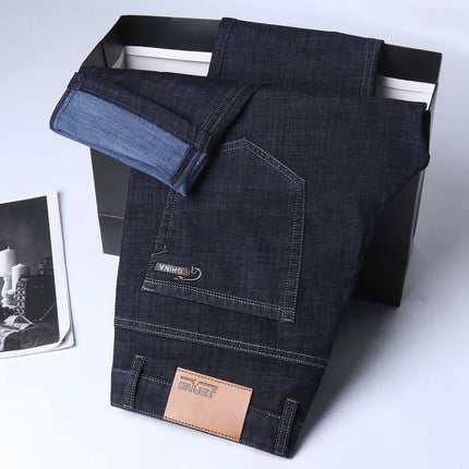 2026 New Ice Silk Thin Denim Jeans For Men Blue Straight Stretch Cotton Pants Business Casual Lightweight Trousers Spring Summer