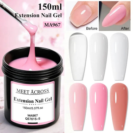 150ml Large Capacity Quick Extension Nail Gel Polish Nude Pink Milky White Builder Nail Art Varnish Manicure DIY Nail Supplies