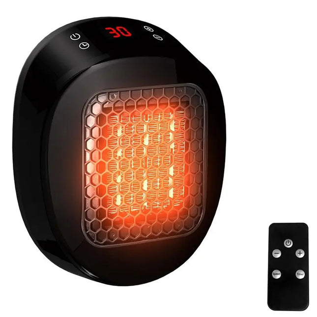 AEB1-Socket Fan Heater With Remote Control, Heater With Thermostat And 12H Timer,For Rooms Up To 10 M²/25 M³ EU Plug