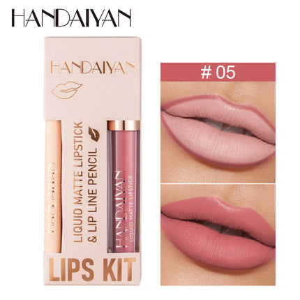 Handaiyan Lip Liner Lipgloss Set Waterproof Matte Liquid Lipstick Pencil Sexy Red Long Lasting Lipliner Makeup Cosmetics