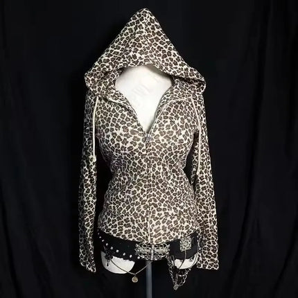 Y2K Streetwear Zip-Up Hoodie Grunge Goth Aesthetics Graphic Print Retro Punk Clothes Oversized Hip Hop Zipper Hoodie Sweatshirt