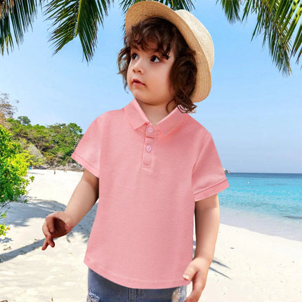Baby Boys POLO Shirts Kids Short Sleeved T-shirt 2026 New Summer Solid Lapel Tops Toddler Boy Clothes 18M-6Y Children Clothing