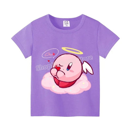Star Kirbys Summer Short Sleeve Kid Cute T-shirt Colorful Tops Baby Cartoon Fashion Tee Kawaii Game Boy Girl Casual Clothes Gift