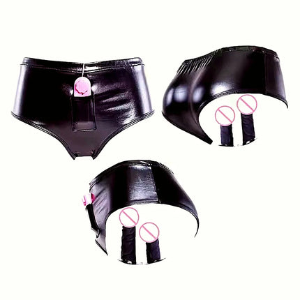PU Leather Penis Panties Vibrating Silicone Dildos Anal Plug Lesbian Strapon Chastity Pants Underwear Masturbation Sex Toys