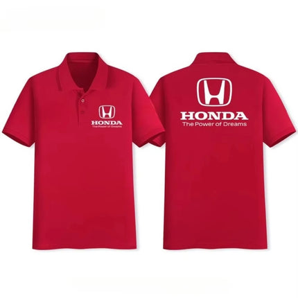 Honda New Modified Motorcycle Men's POLO Shirt Cycling Breathable Shirt Fashion Printed Short Sleeve Loose Lapel Off-Road Wear