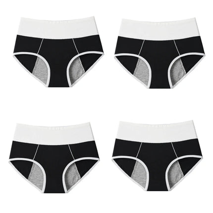 4Pcs Women's Panties High Waist Leak Proof Menstrual Pants Widen Period Underwear Physiological Cotton Plus Size Female Briefs