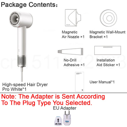 MIJIA High‑Speed Hair Dryer Pro,8 Airflow Modes,50 °C Constant Temp,110k RPM,70 m/s Air,200M Ions,CN Version With Adapter