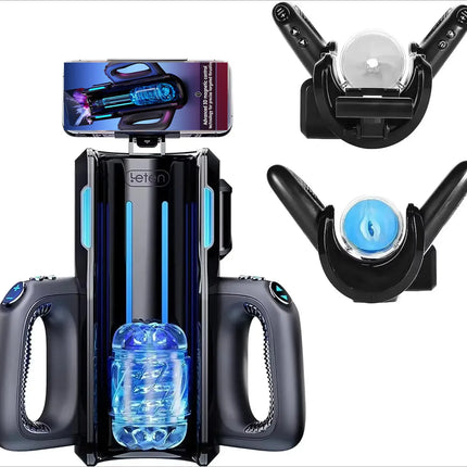 Dual Handles Leten King Sex Machine Electric Thrusting Male Masturbator Orgasm Adult Toys 2 Soft Sleeve Voice Penis Stimulator