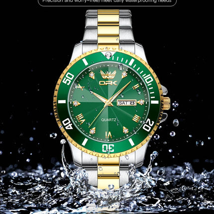 OPK 8171 Men's Watches Simple Casual Original Quartz Watch for Man Waterproof Stainleess Steel Luminous Dual Calendar Display
