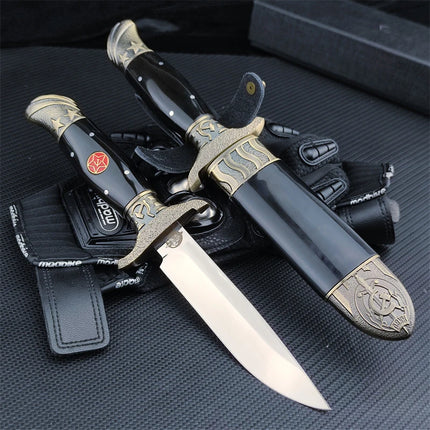 Russian Finka NKVD Fixed Blade Knife 7CR13Mov Steel Resin Handle Outdoor Hunting Survival Camping Knife
