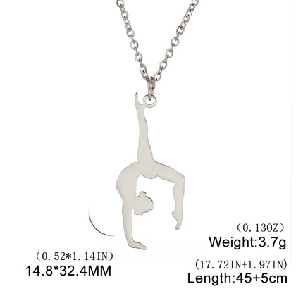 Unift Stainless Steel Sport Women Necklace Runner Rhythmic Gymnastics  Silhouette Pendant Fashion Birthday Jewelry Wholesale