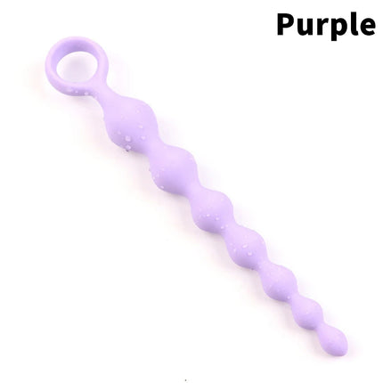 Hoyytu 7 Balls Silicone G-Spot Soft Anal Plug Anal Stimulation Pull Stimulating Butt Plugs Beads Bead Dildo Deep Anal Sex Toy