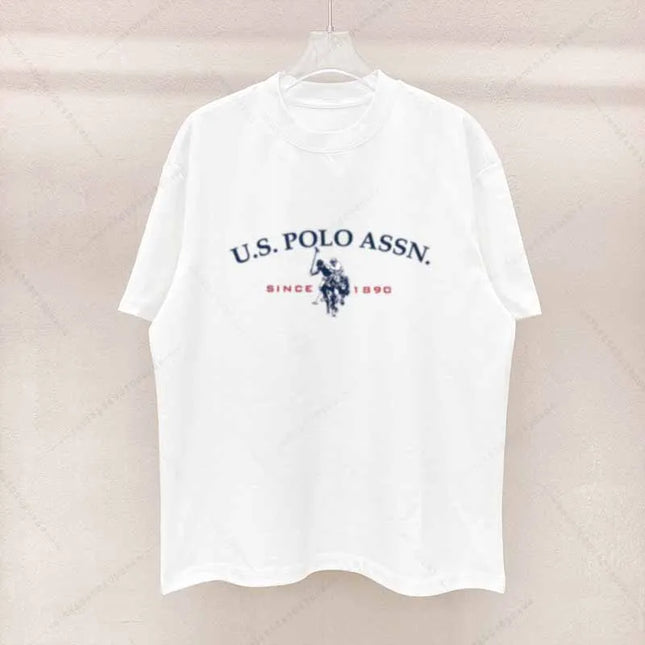 Simple Style Men's Cotton T-shirt Polo Letter Graphic Printing Casual Round Neck Men's Short-sleeved Top Free Shipping