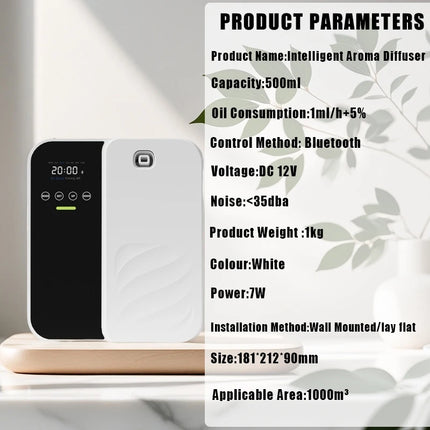 Aroma Diffuser 1000m³ Electric Scent Machine Smell Perfume Essential Oils Air Freshener 500ML Capacity Waterless Diffuser