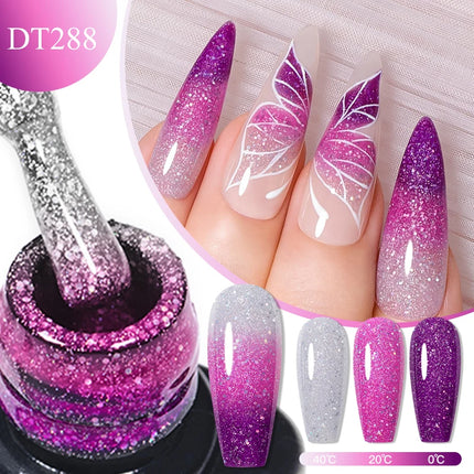 7ml Thermal Gel Nail Polish 3 Layers Temperature Color Changing Gel Winter Grey Semi Permanent Soak Off Nails Art UV Gel Varnish
