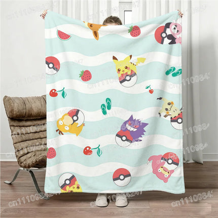 Pokemon Psyduck Flannel Blanket Cute Summer 3D Print Soft Warm All Season Blanket for Bed Sofa Best Gift for Pokemon Lovers 2026