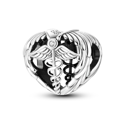 925 Silver Color Star Moon Heart Safety Chain CZ Beads Angle Wing Pendant Fit Bangle Charms Bracelet DIY Women Original Jewelry