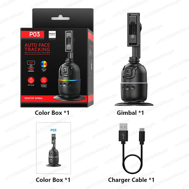 Smart Tracking Tripod for Camera Smartphone, Colorful Light 360 Rotation Follow Focus, Gimbal For Tiktok Live Photography